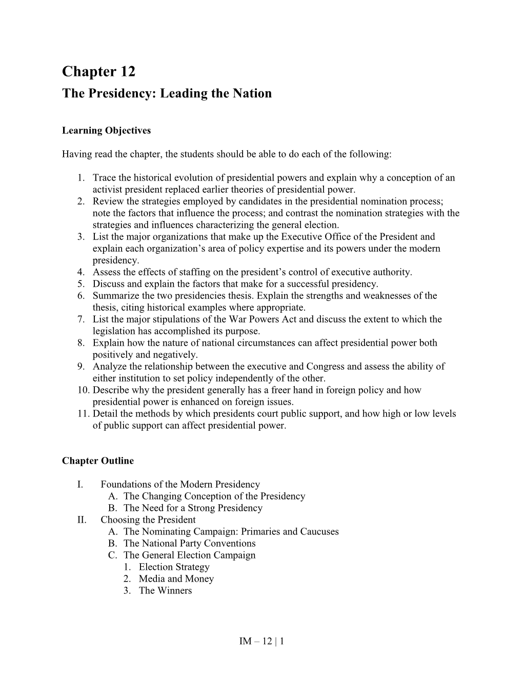 The Presidency: Leading the Nation
