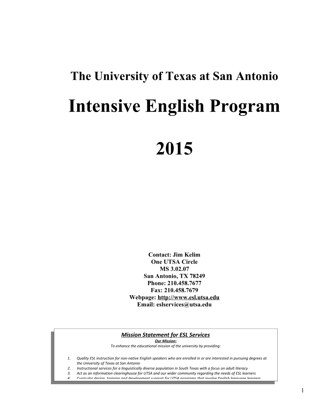 Intensive English Language Program Application