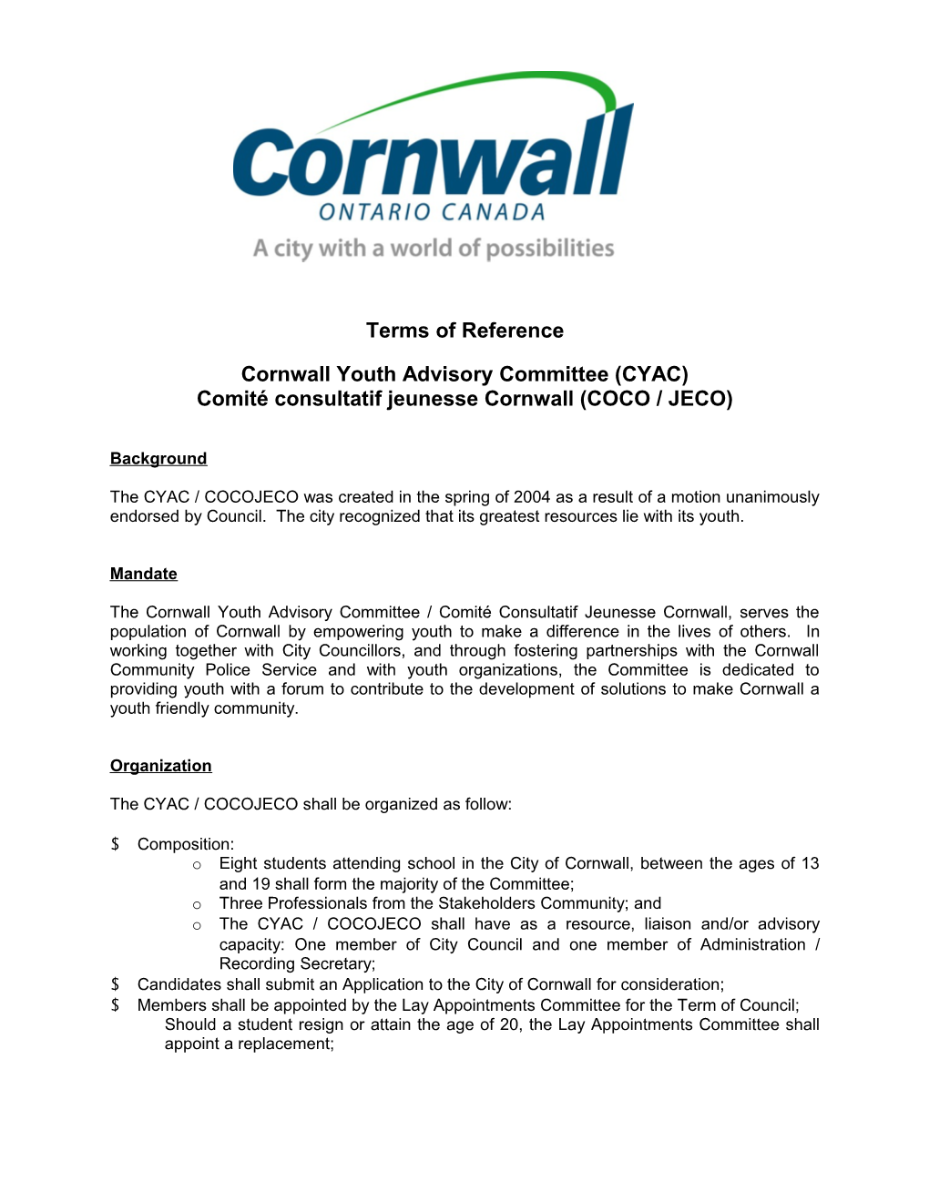 Cornwall Youth Advisory Committee (CYAC)