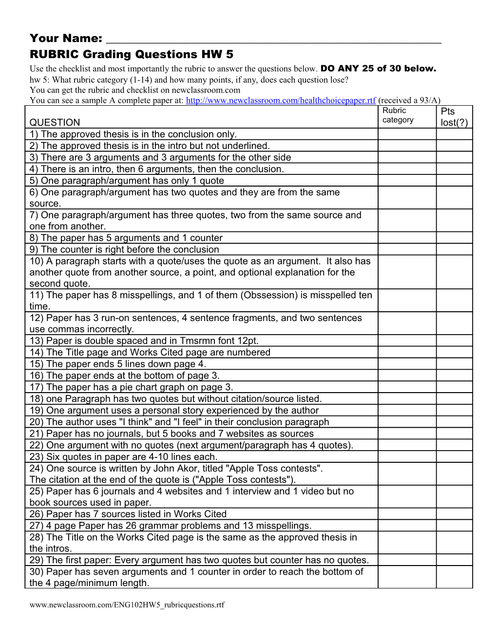 You Can Get the Rubric and Checklist on Newclassroom.Com