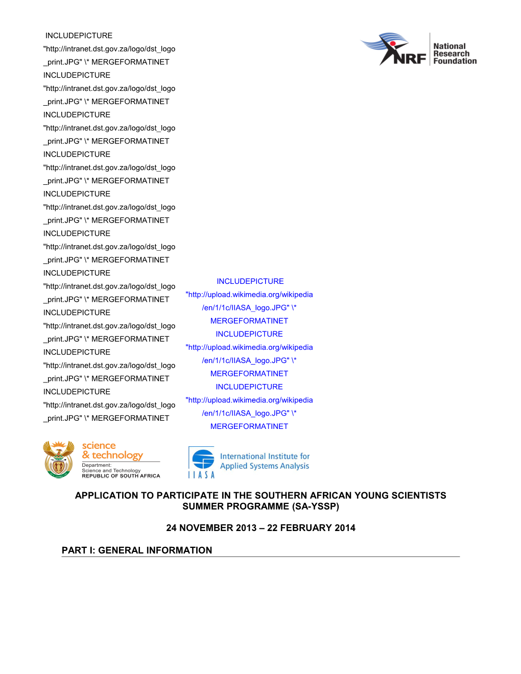 Application to Serve As Supervisor at the Southern African Young Scientists Summer Programme