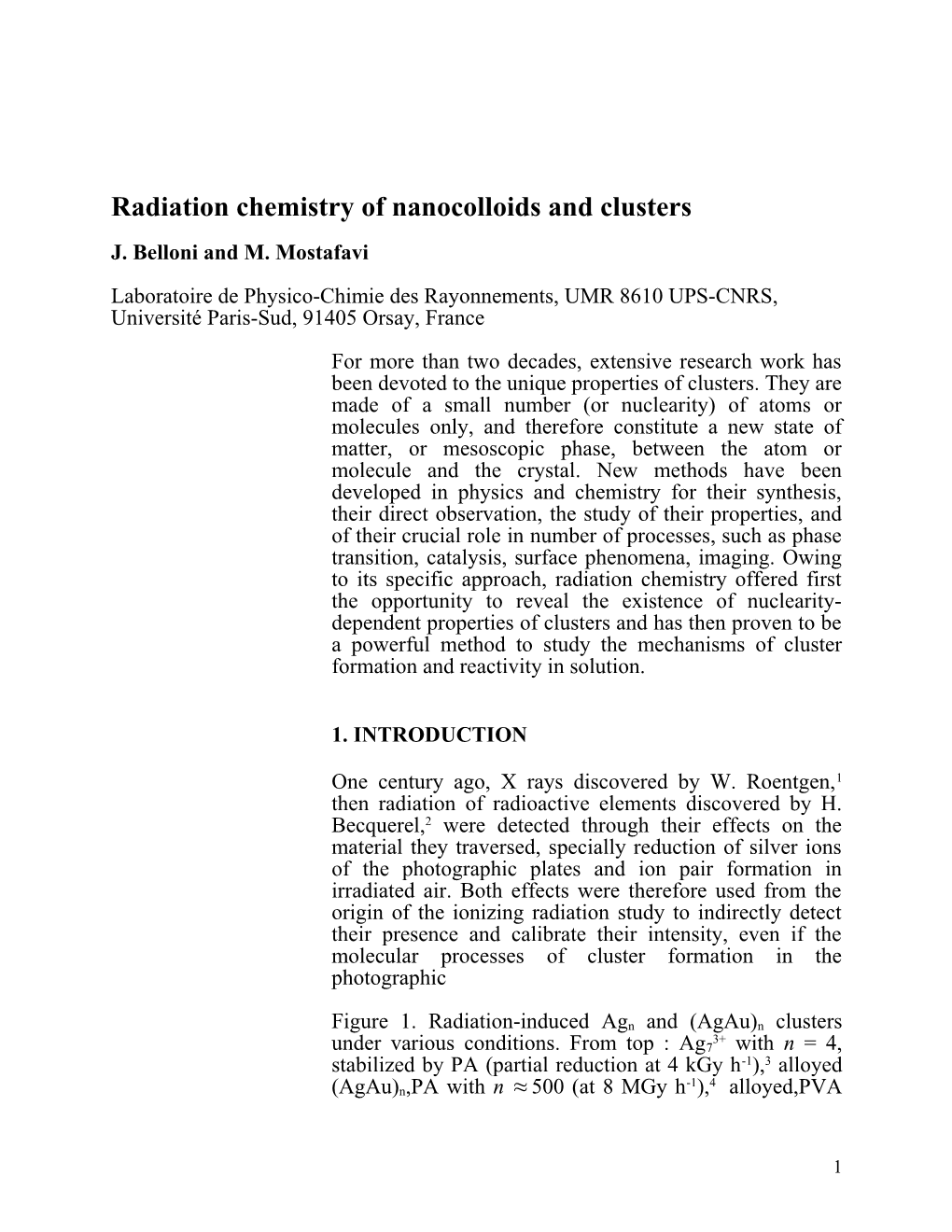 Radiation Chemistry of Nanocolloids and Clusters