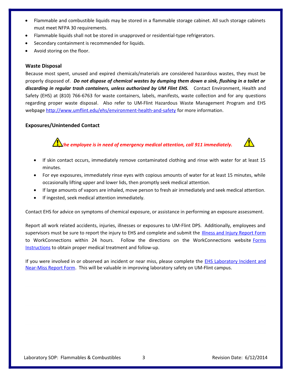 Laboratory SOP: Flammables & Combustibles1revision Date: 6/12/2014