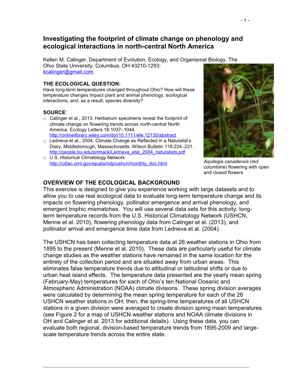 Investigating the Footprint of Climate Change on Phenology and Ecological Interactions