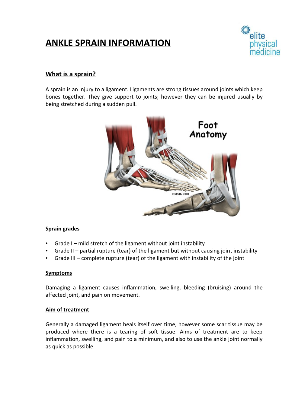 Ankle Sprains Information Sheet