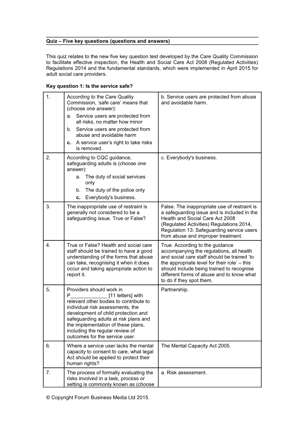 Quiz and Crossword