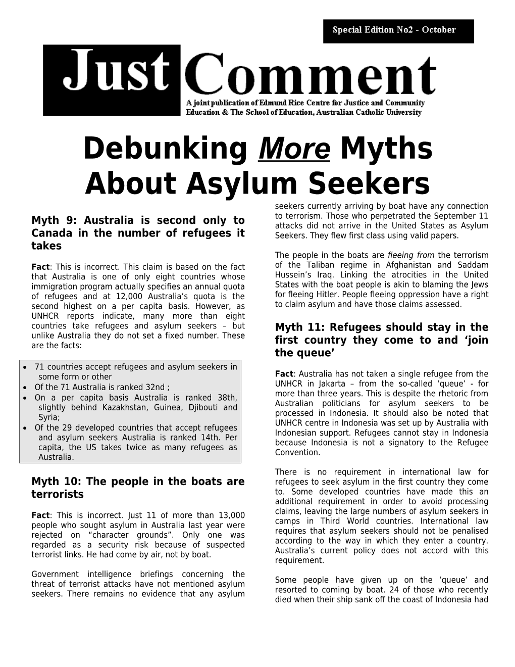 Debunking More Myths About Asylum Seekers