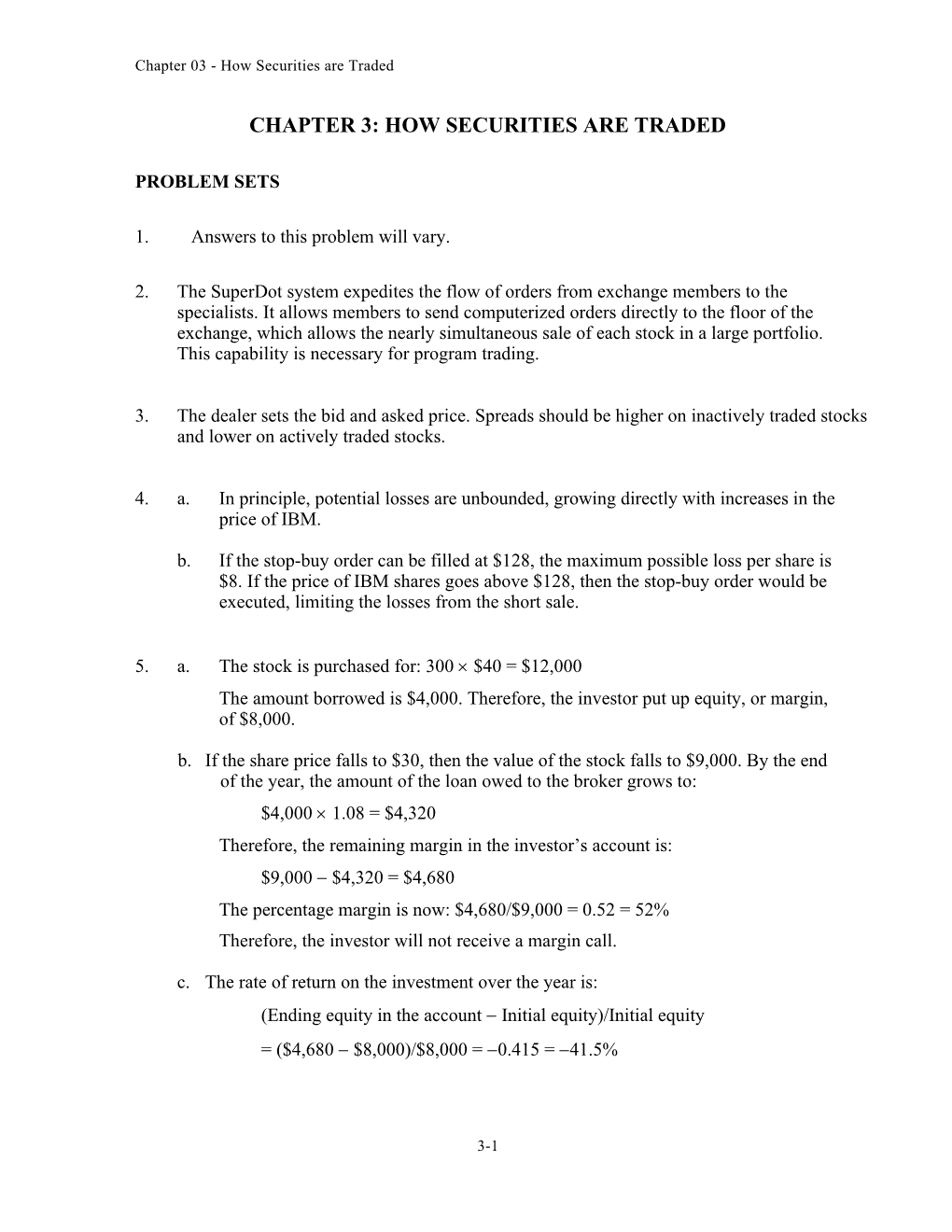 Chapter 3: How Securities Are Traded