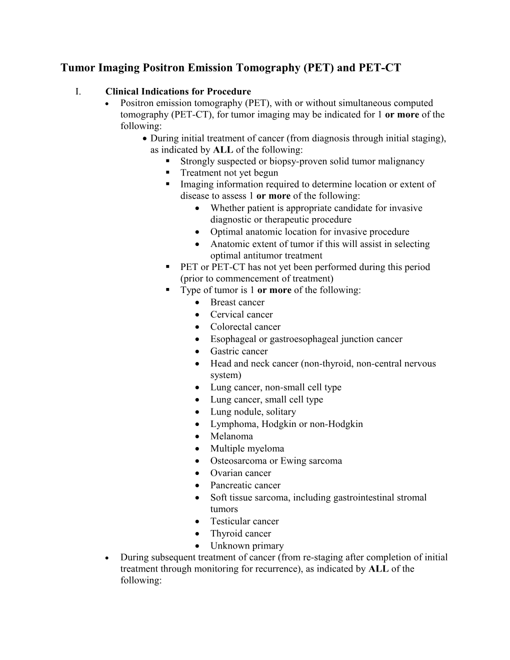 Tumor Imaging Positron Emission Tomography (PET) and PET-CT