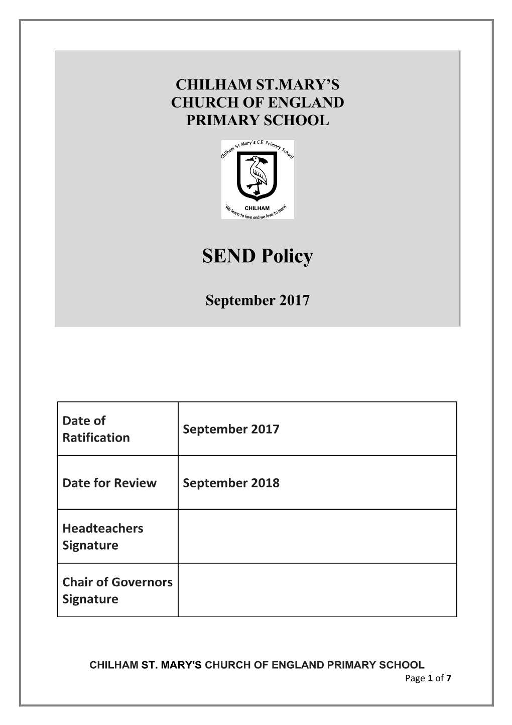 Special Educational Needs Policy (SEN Policy)