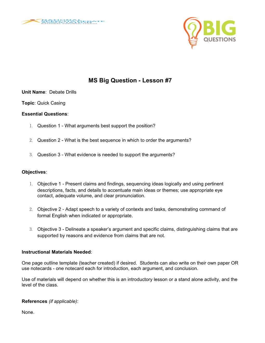 MS Big Question - Lesson #7