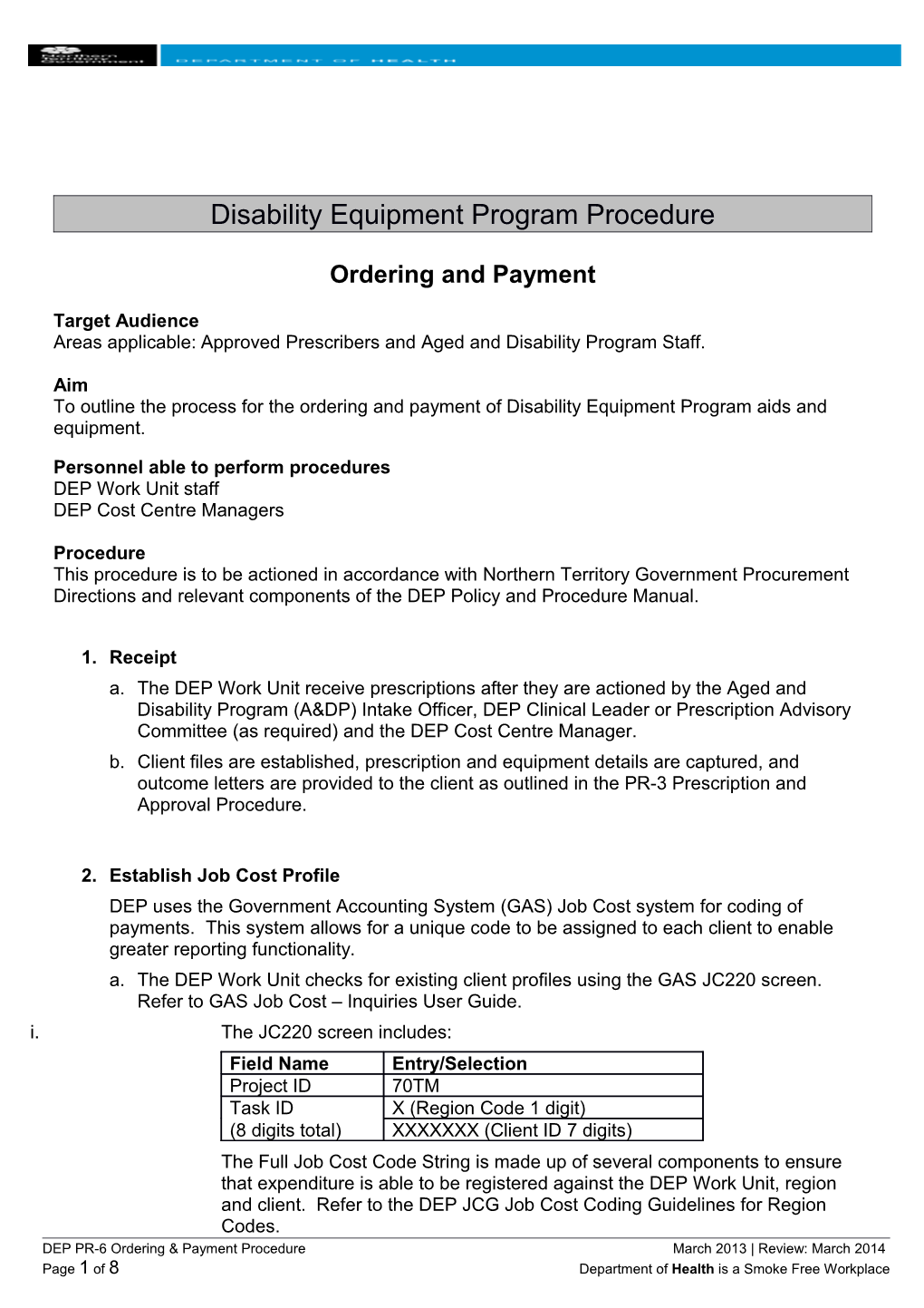 Disability Equipment Program Procedure