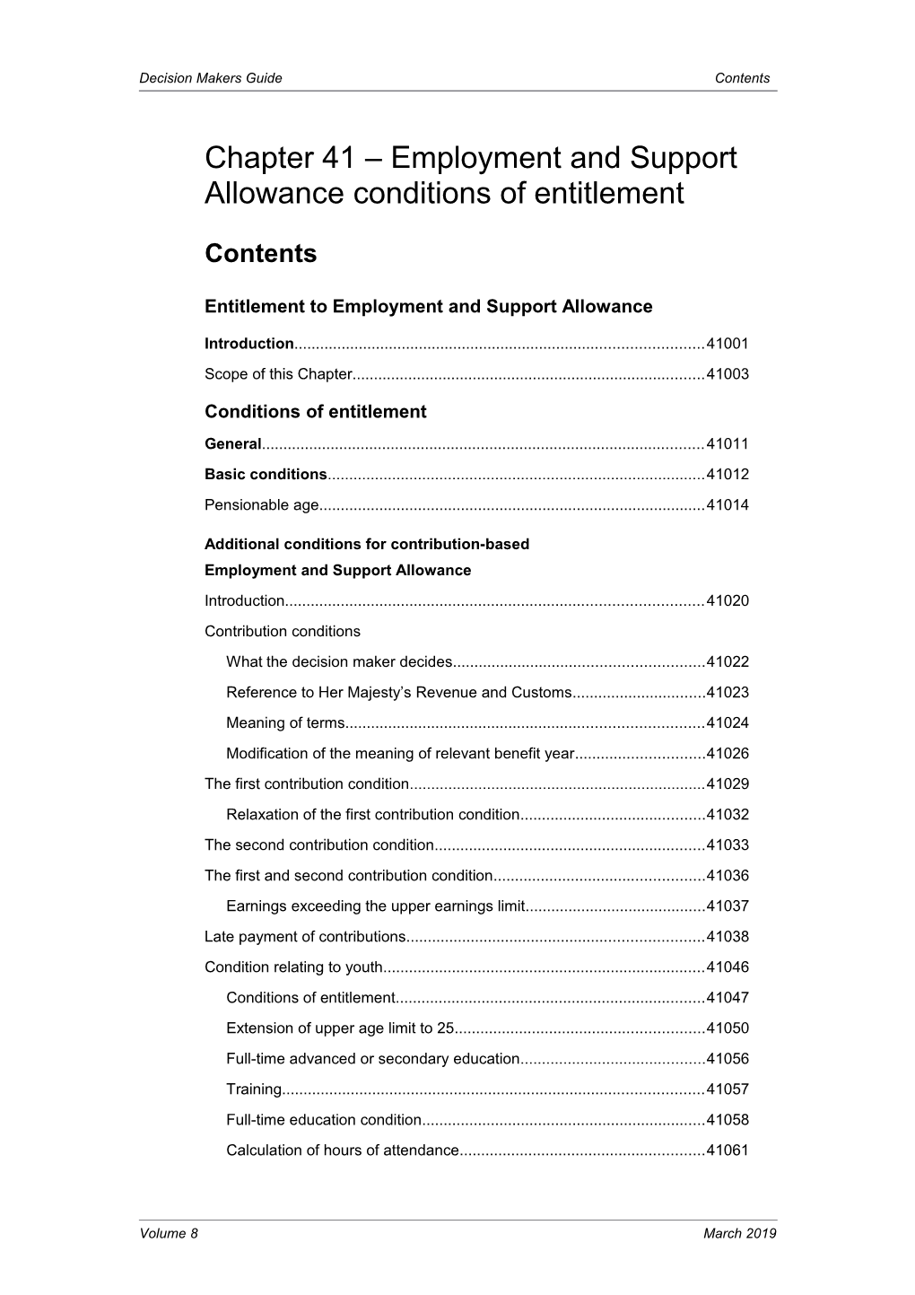 Entitlement to Employment and Support Allowance