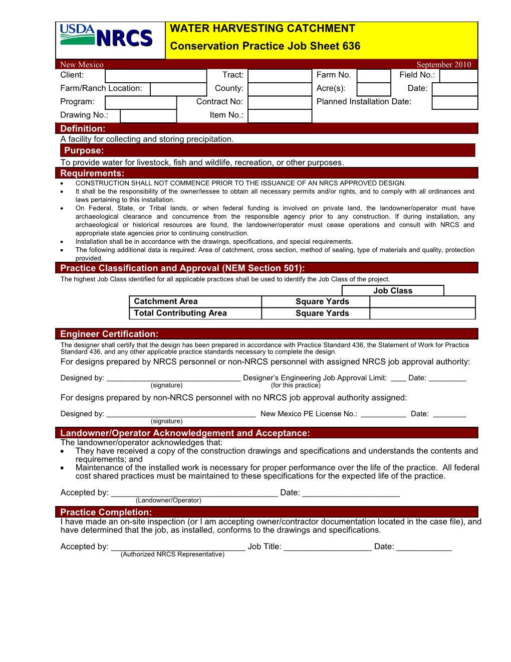 Conservation Practice Job Sheet 636