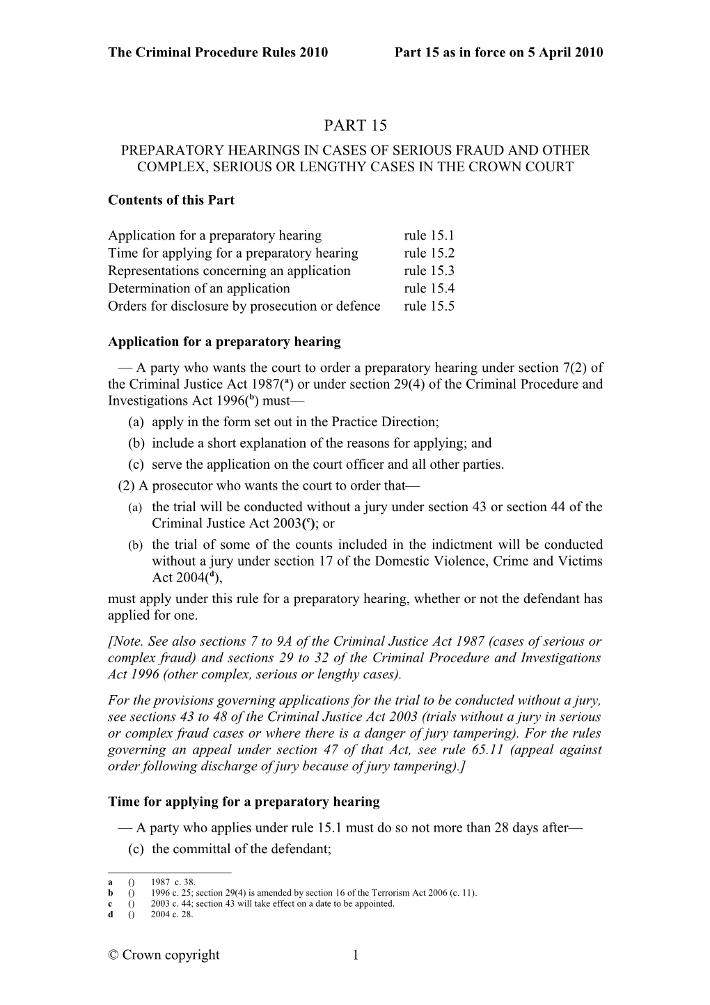 The Criminal Procedure Rules 2010 Part 15