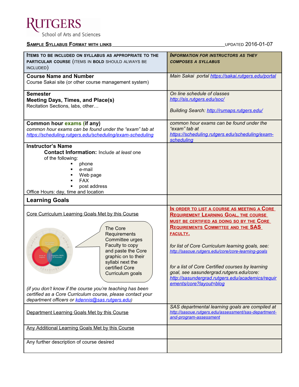 Sample Syllabus Format with Links