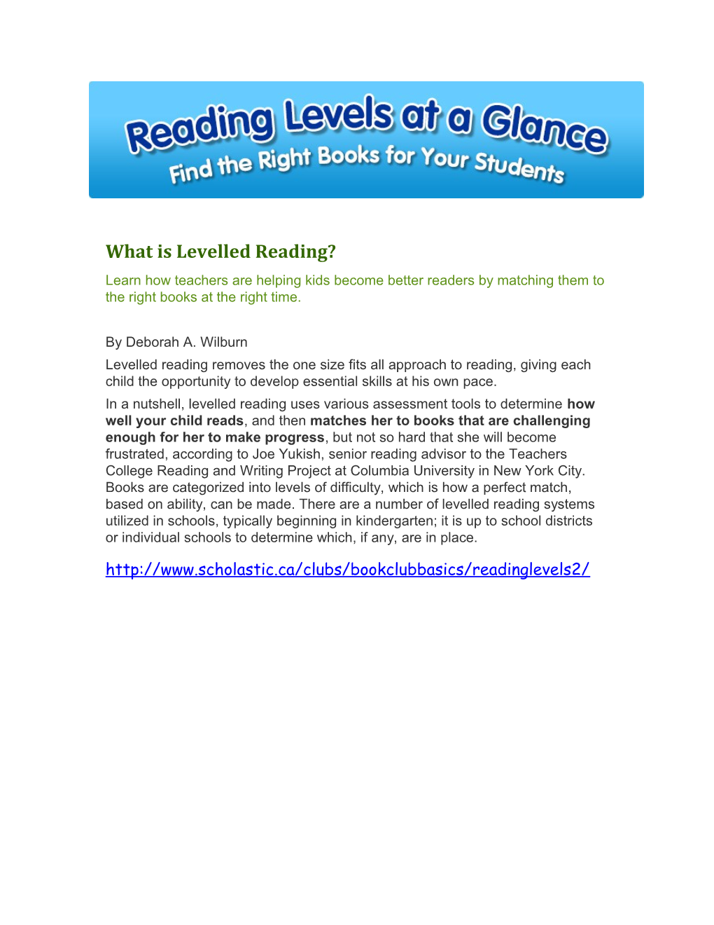 What Is Levelled Reading?