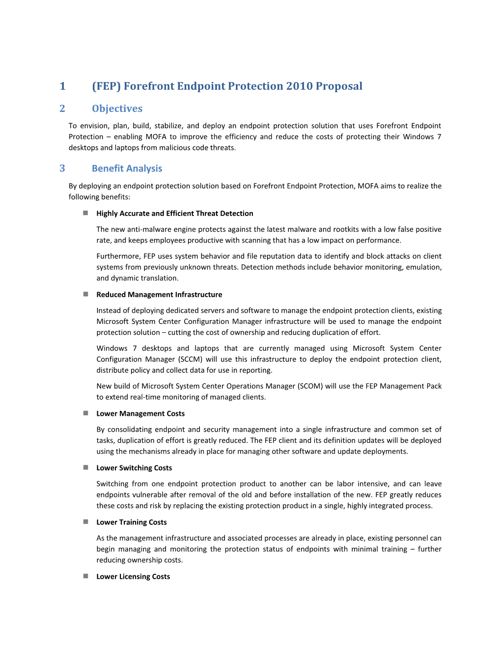 (FEP)Forefront Endpoint Protection 2010 Proposal