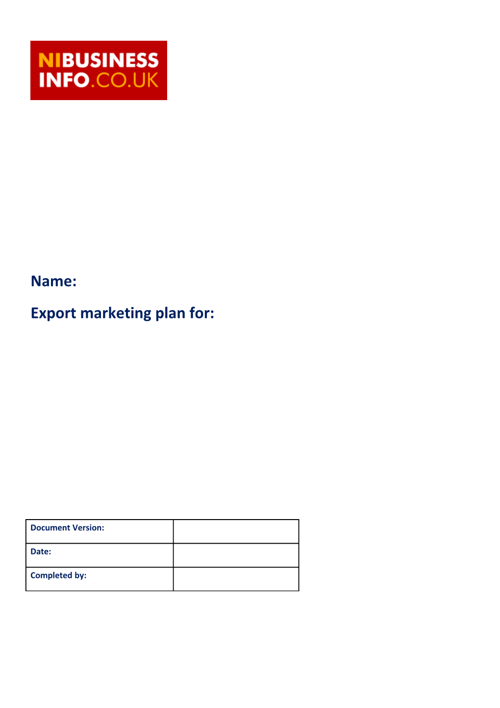 Export Marketing Plan For