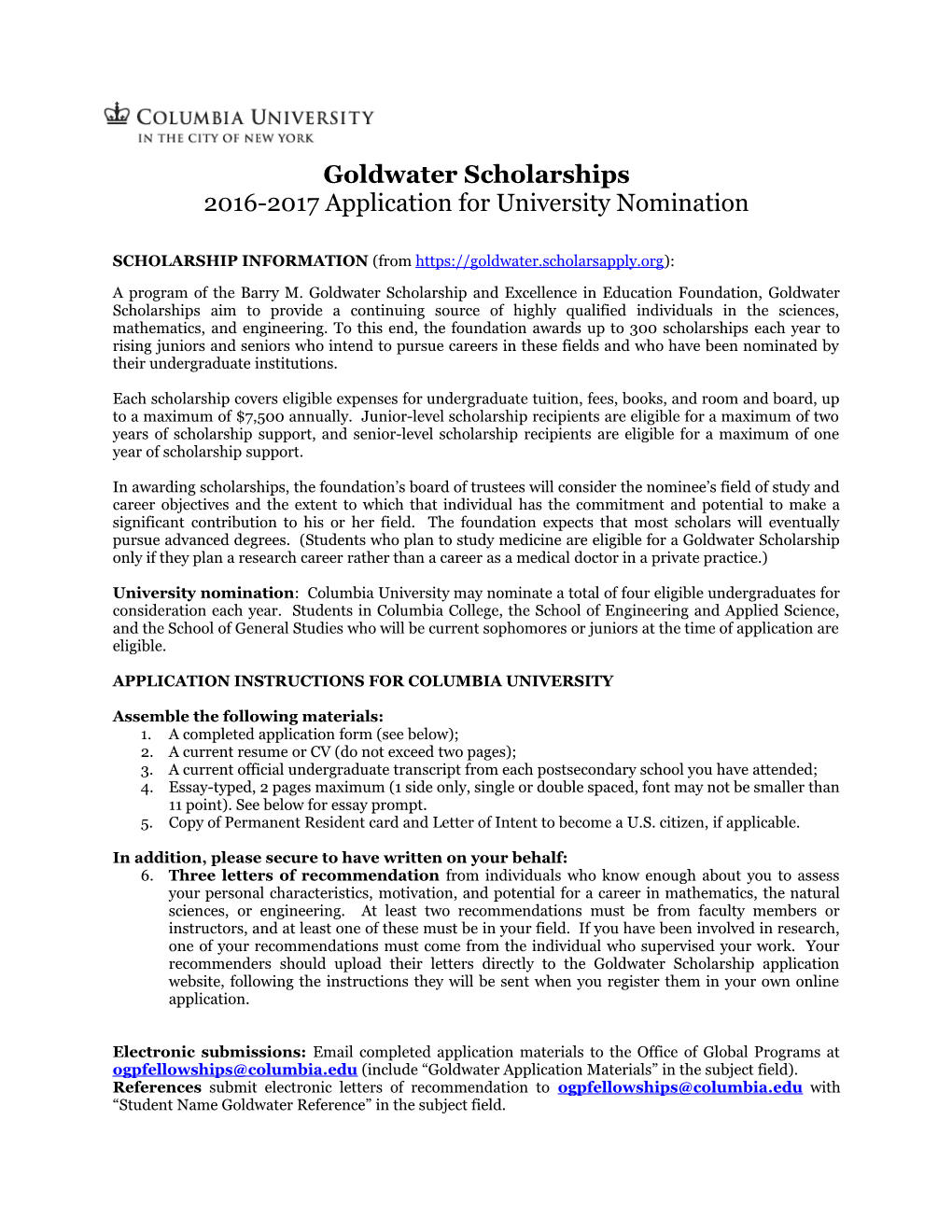 Goldwater Scholarships
