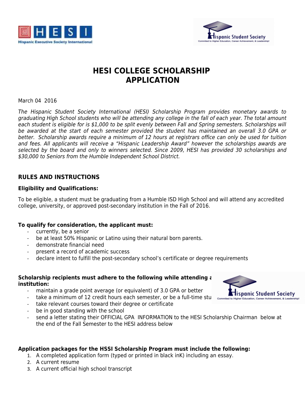 Hesi College Scholarship