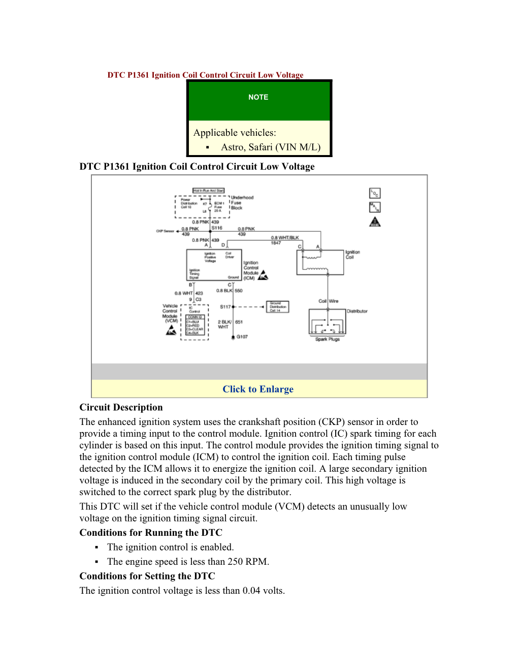 DTC P1361 Ignition Coil Control Circuit Low Voltage