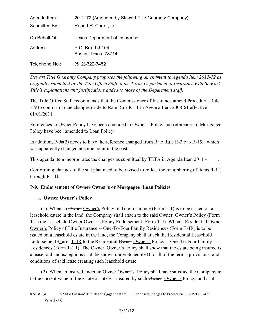 STGC TDI Agenda Item 2012-72 P-9 Amendment by STGC (00596036-4)