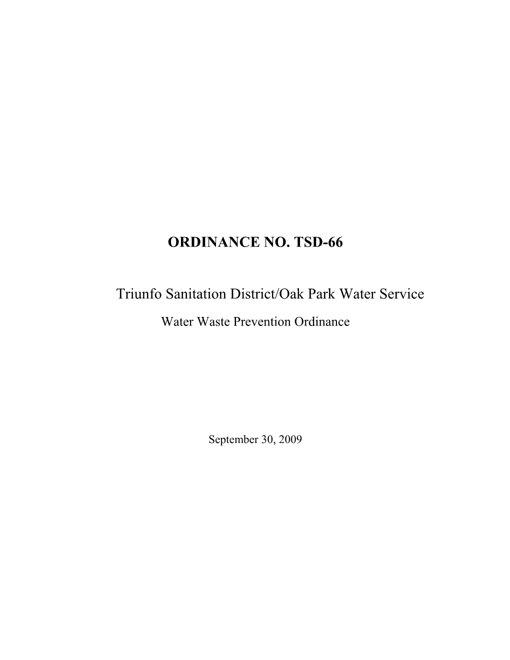 Triunfo Sanitation District/Oak Park Water Service