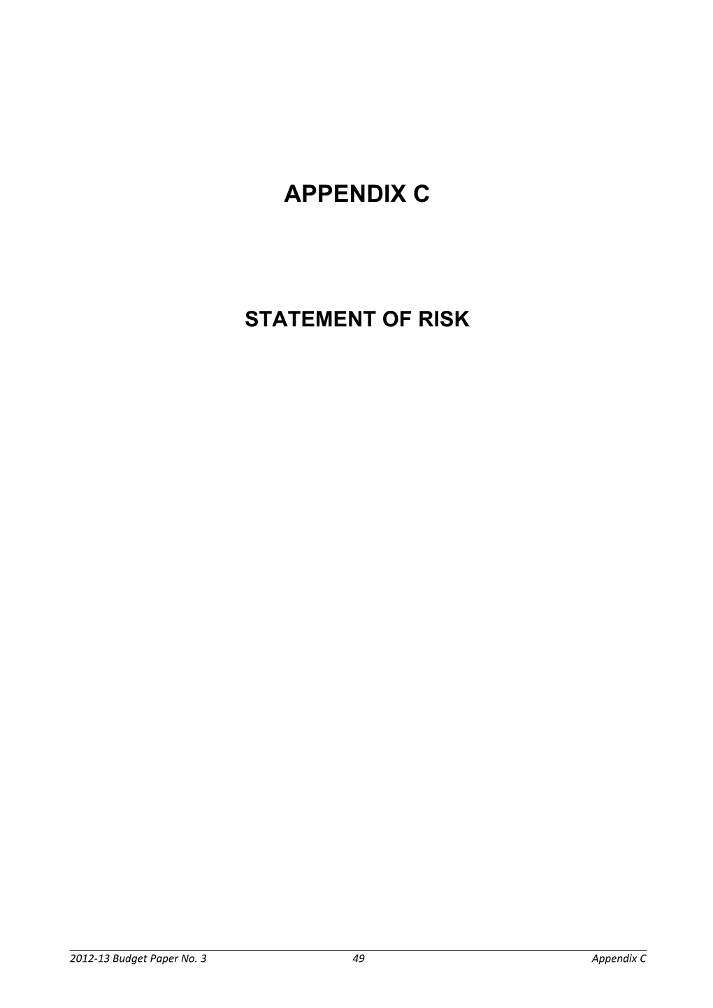 Statement of Risk