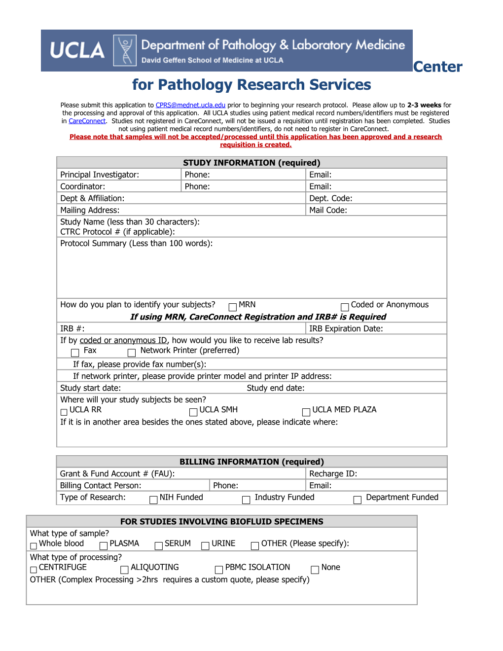 Center for Pathology Research Services