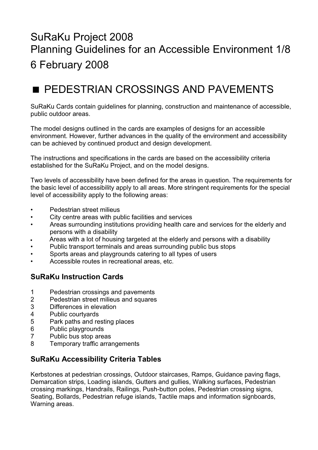 Planning Guidelines for an Accessible Environment 1/8