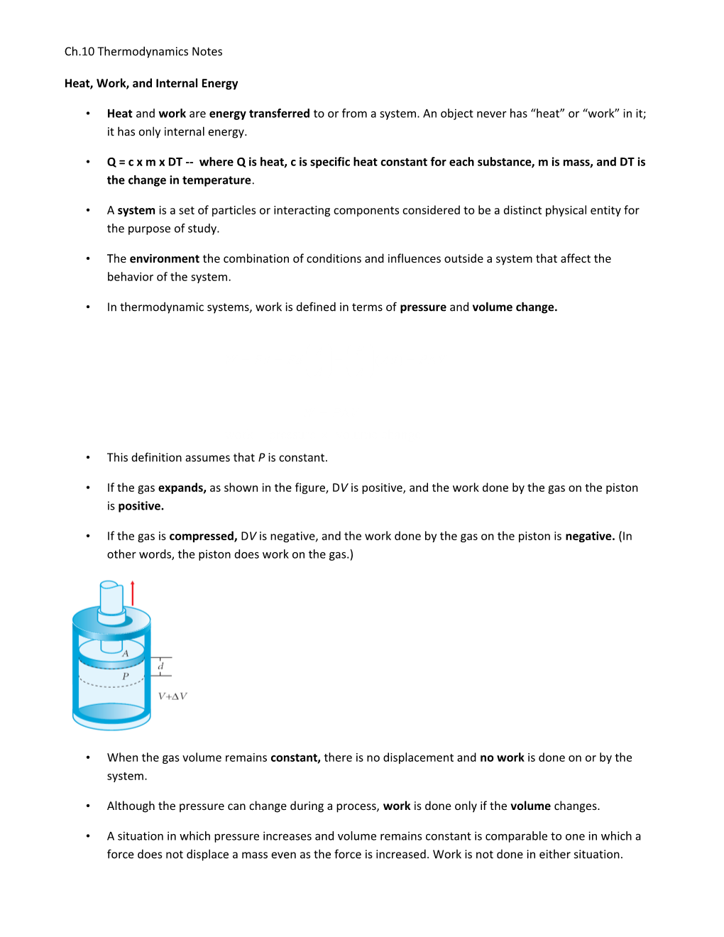 Heat, Work, and Internal Energy