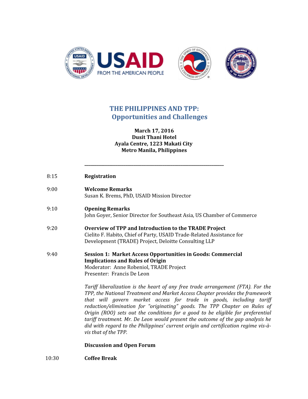 THE PHILIPPINES and TPP:Opportunities and Challenges