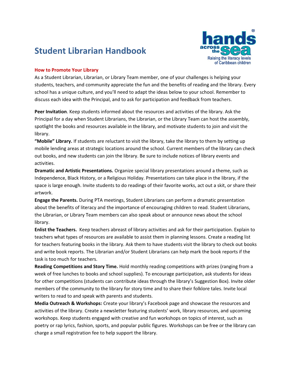 Student Librarian Handbook