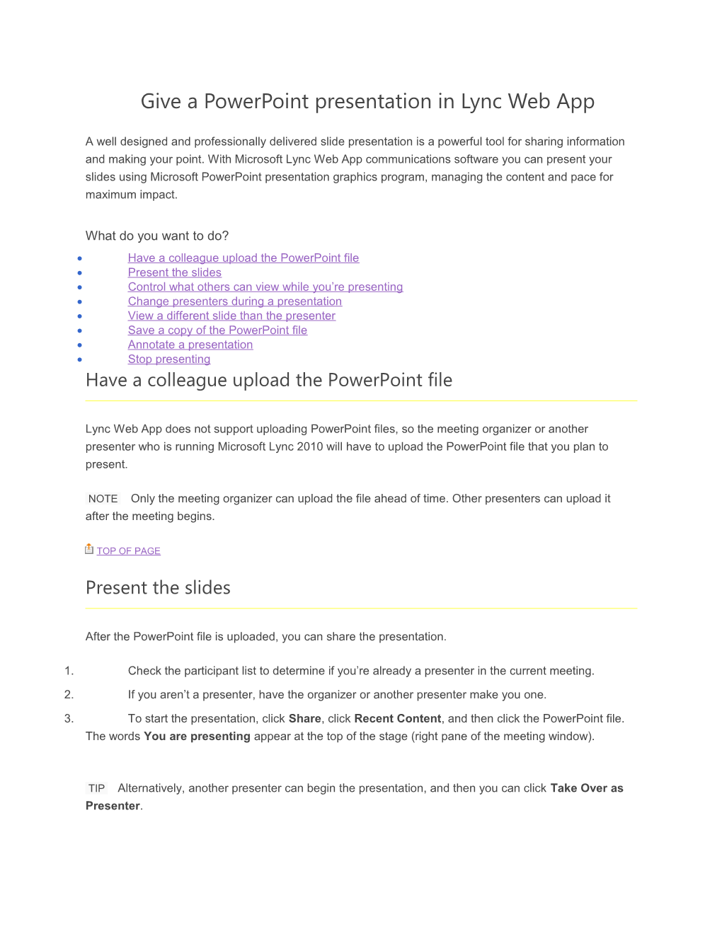 Give a Powerpoint Presentation in Lync Web App