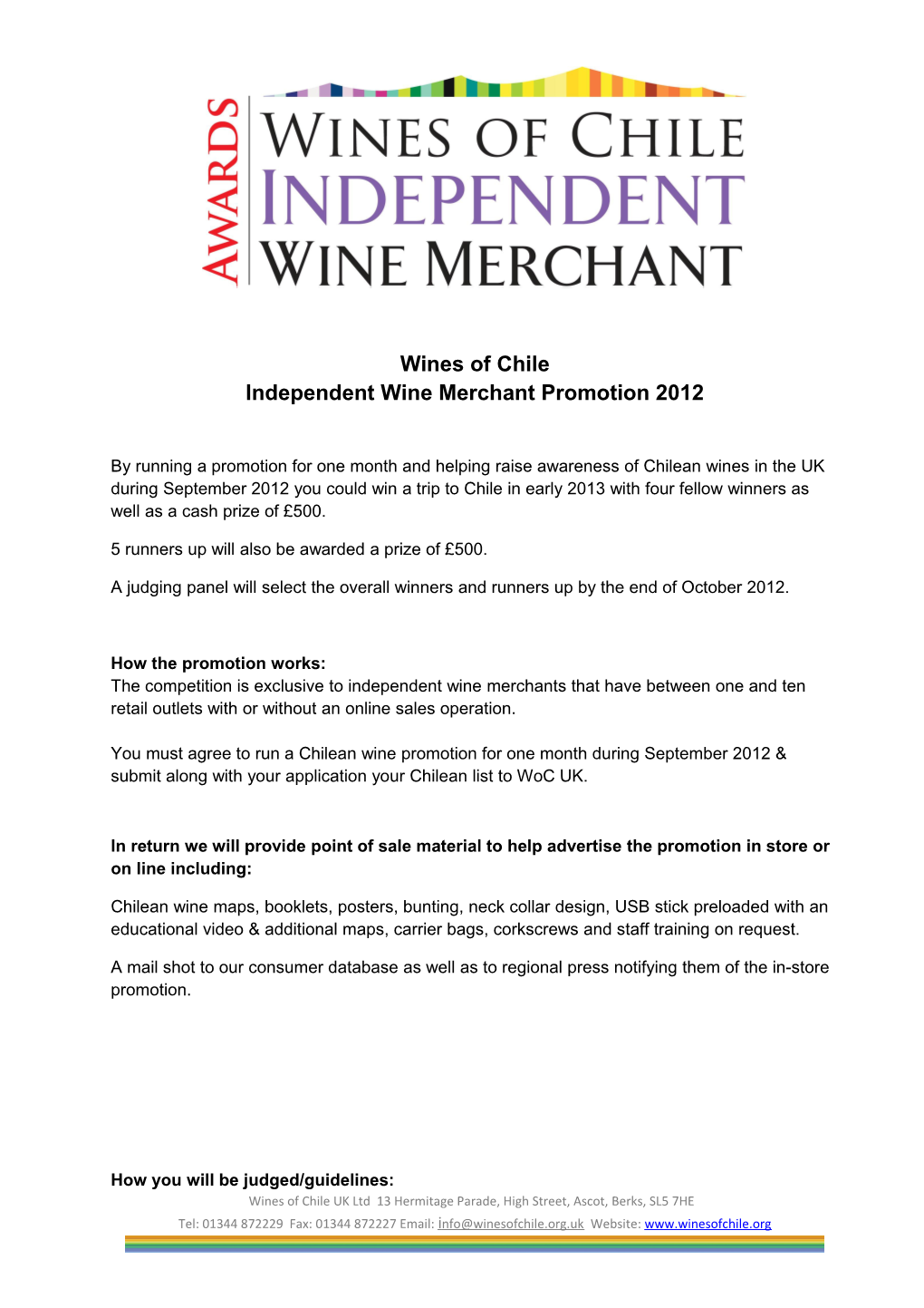 Wines of Chile Independent Wine Merchant Promotion 2012