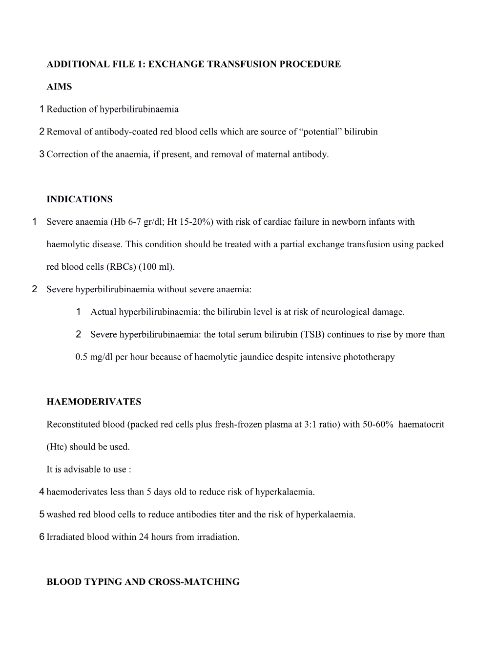 Additional File 1: Exchange Transfusion Procedure