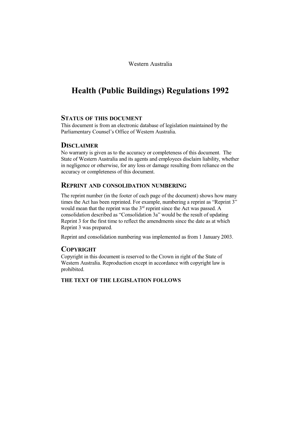 Health (Public Buildings) Regulations 1992