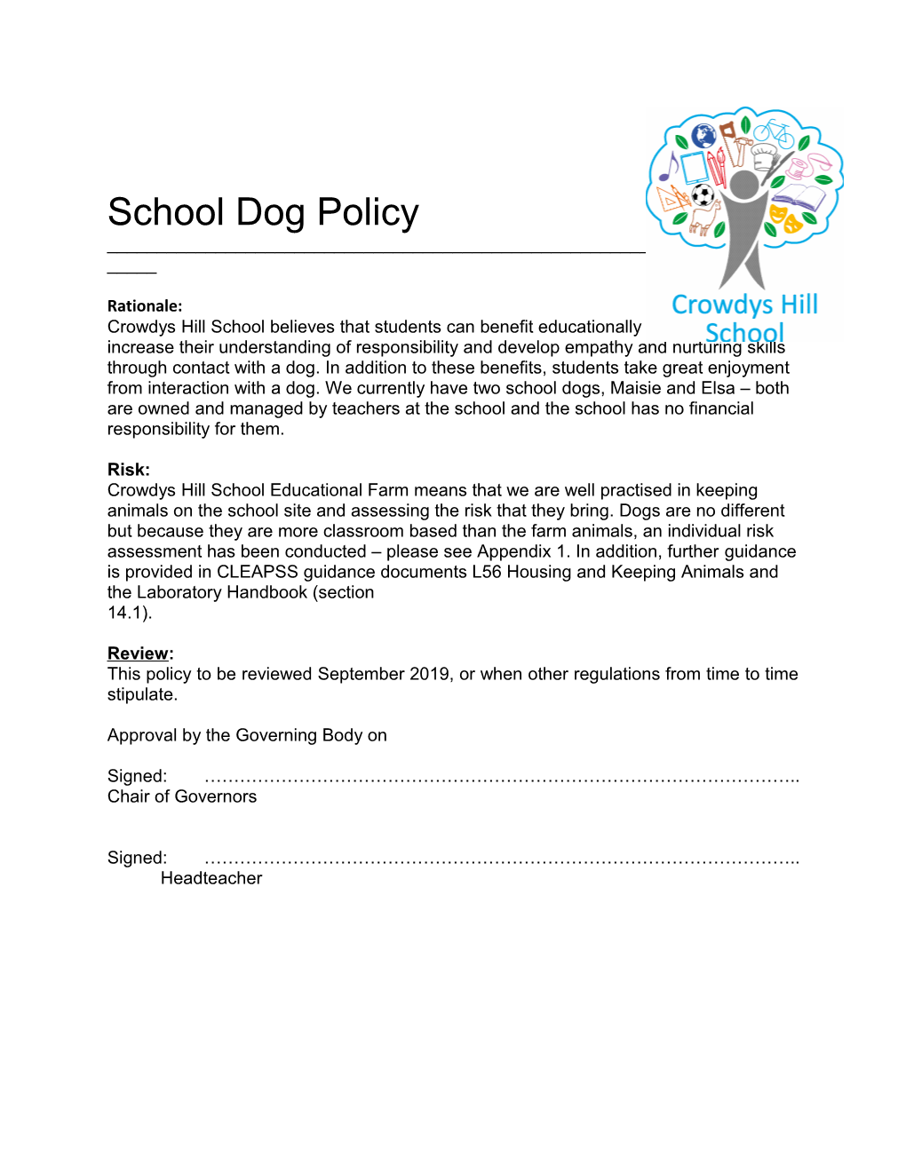 School Dog Policy