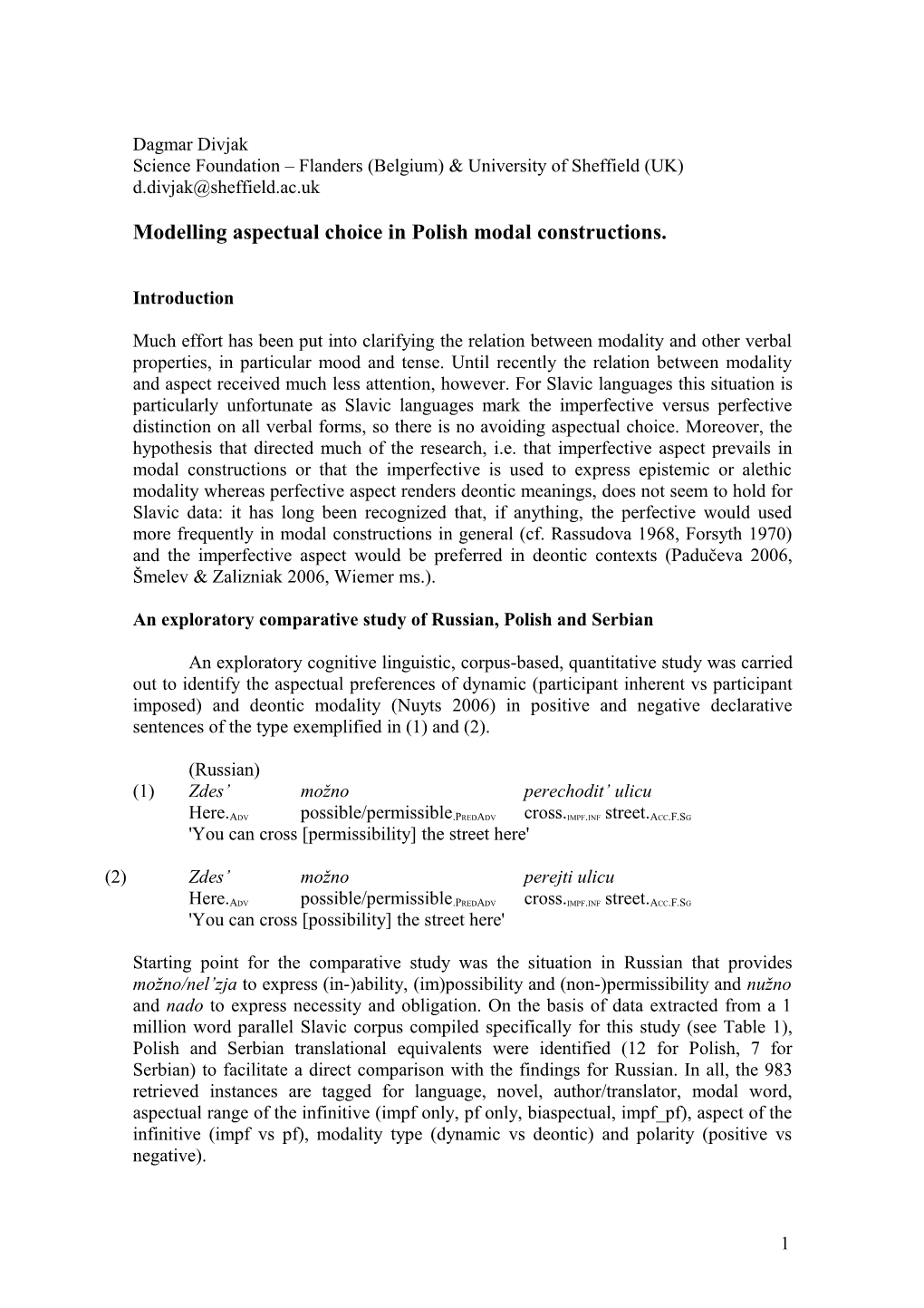 Modelling Aspectual Choice in Polish Modal Constructions