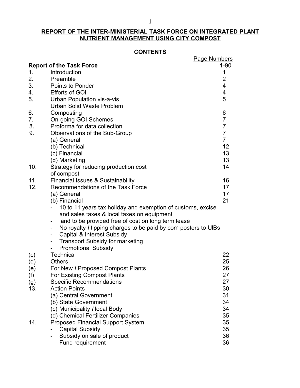 Report of the Inter-Ministerial Task Force on Integrated Plant Nutrient Management Using