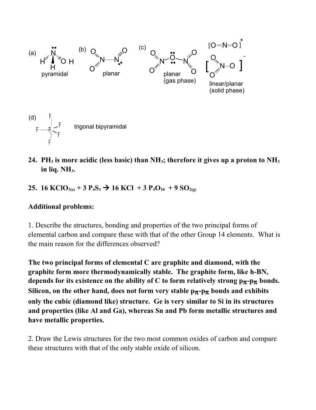 I Chem I - 11Th Problem Assignment - Answers
