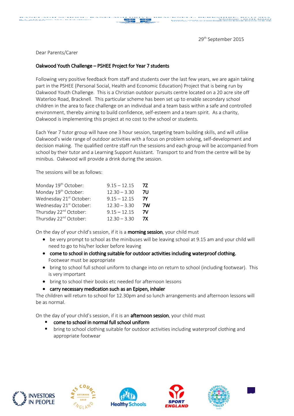 Oakwood Youth Challenge PSHEE Project for Year 7 Students