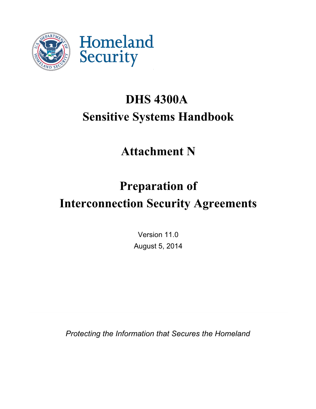 DHS 4300 Sensitive Systems Handbookattachment N Interconnection Security Agreements