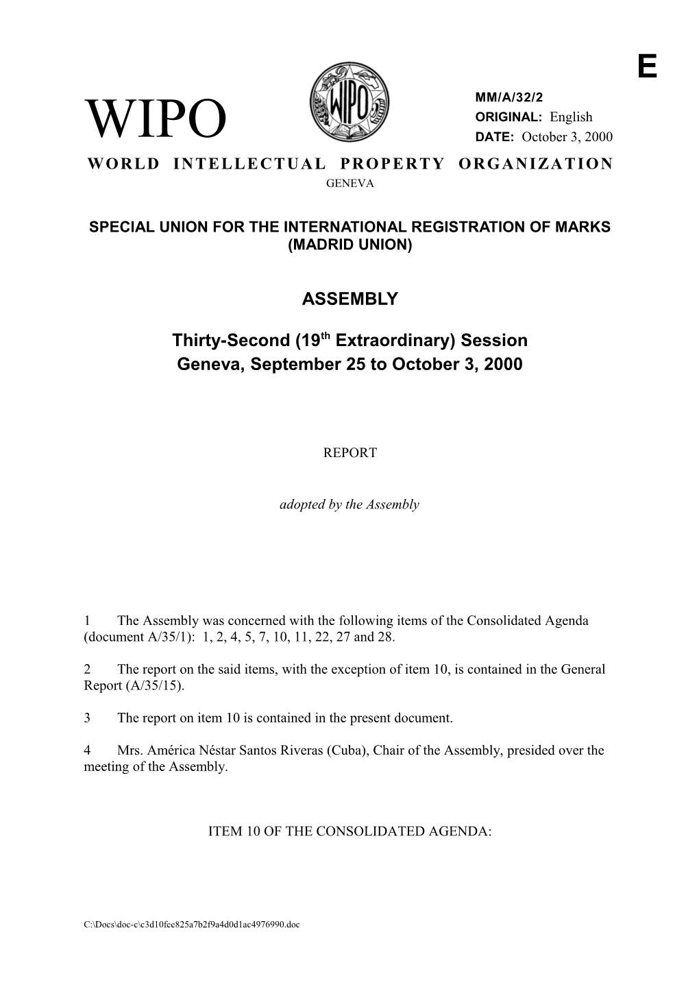 MM/A/32/2: Report (Adopted by the Assembly) (Annex 1)