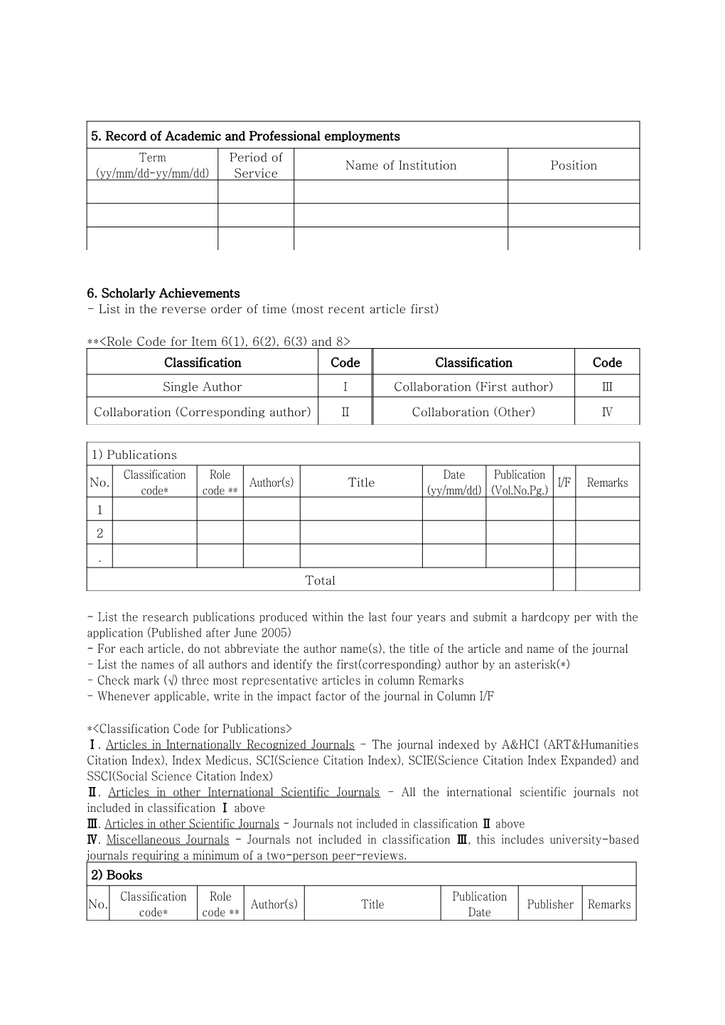 Application for Faculty Position