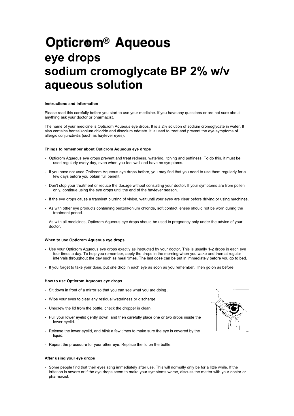 Sodium Cromoglycate BP 2% W/V