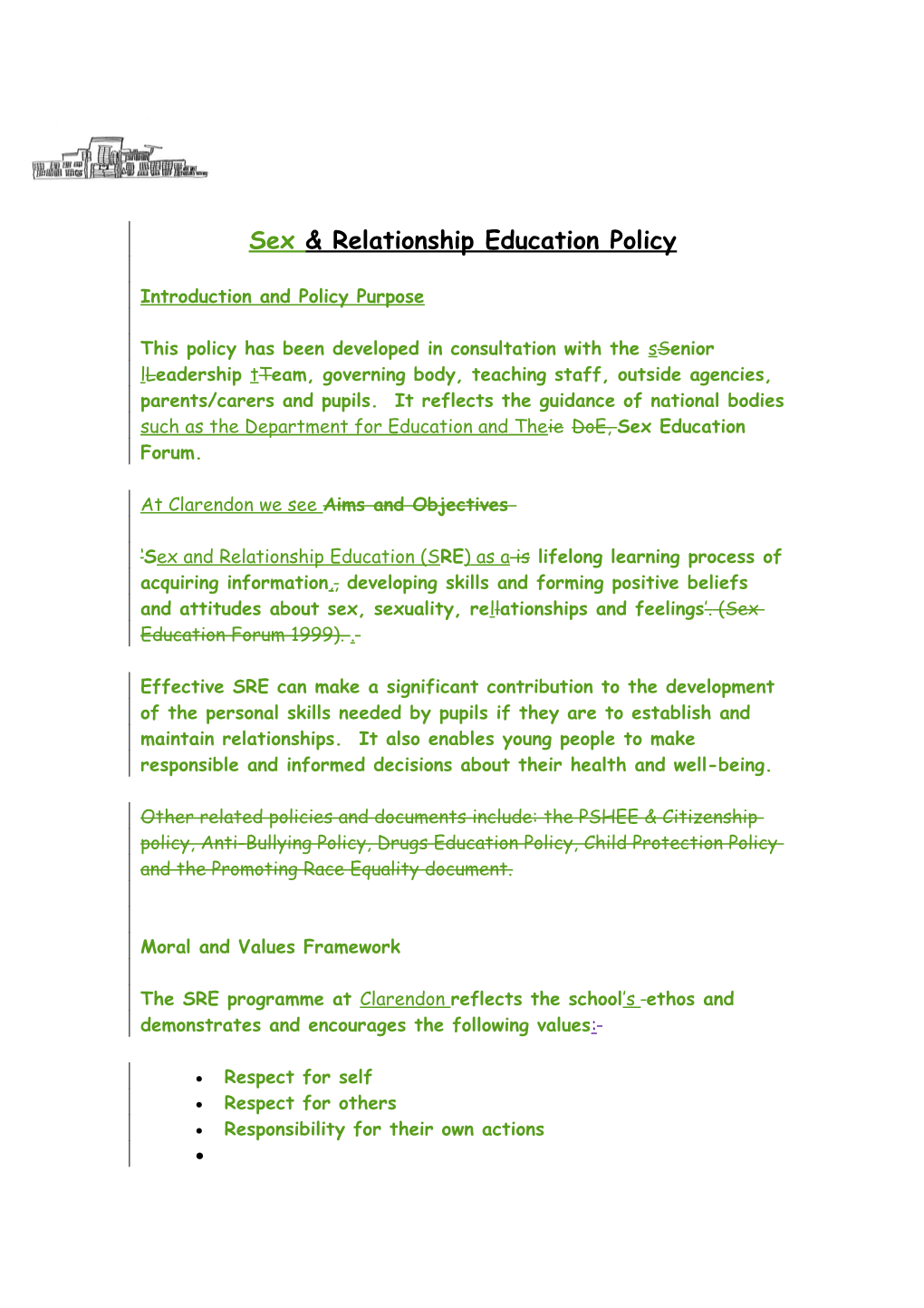 Sex & Relationship Education Policy