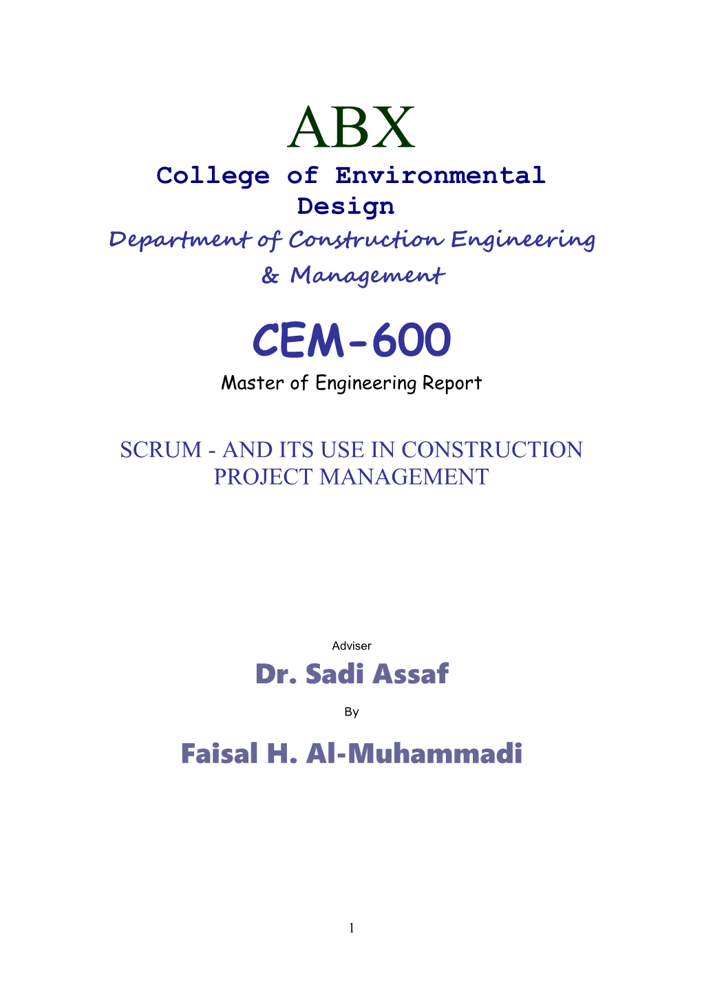 Department of Construction Engineering & Management