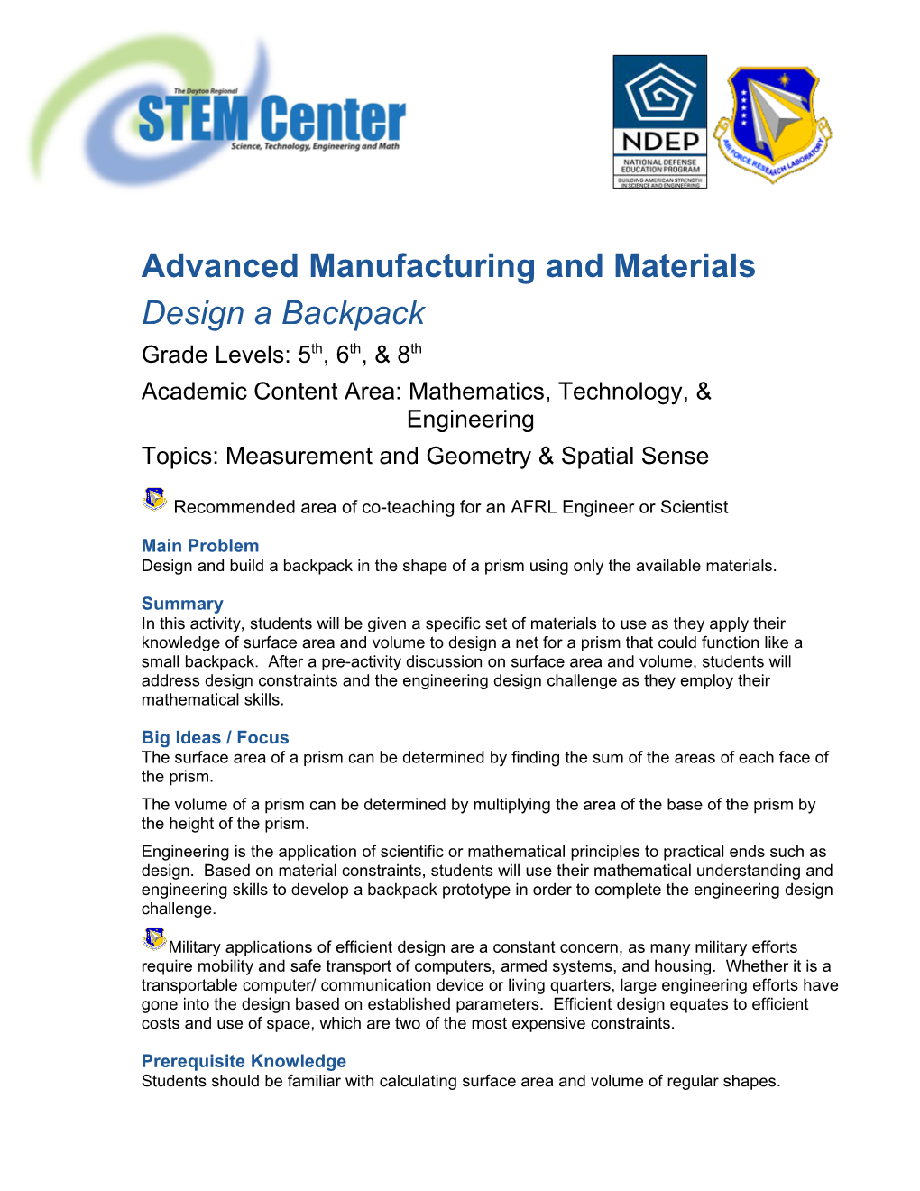 Advanced Manufacturing and Materials